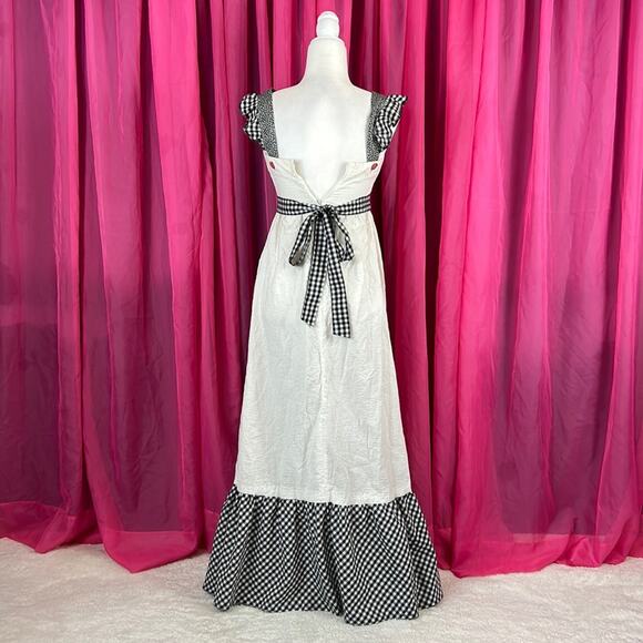 Vintage 70s Unbranded gingham checked ruffled boho prairie maxi dress, size xs - Picture 2 of 7